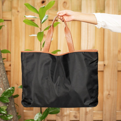 Personalized Black Nylon Oversized Tote Bag