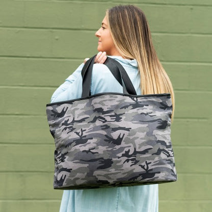 Personalized Black Camo Oversized Tote Bag