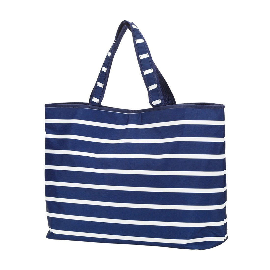 Personalized Navy Stripe Oversized Tote Bag