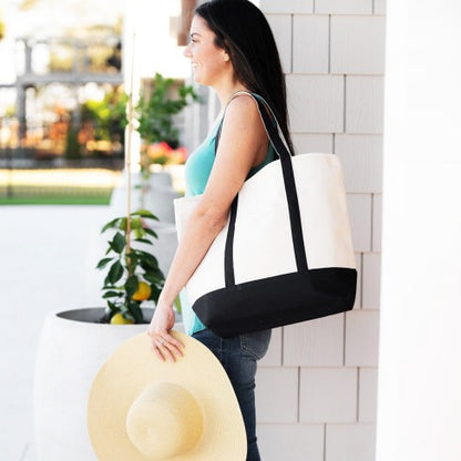 Personalized Black Everyday Canvas Tote Bag