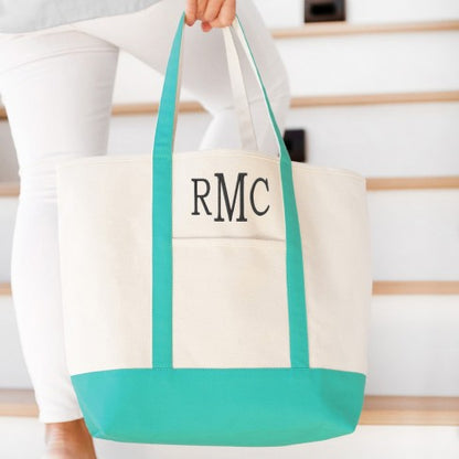 Personalized Mint Everyday Canvas Tote Bag