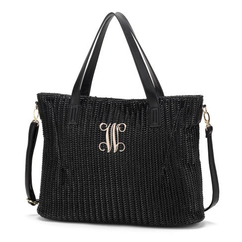 Personalized Textured Black Oversized Purse