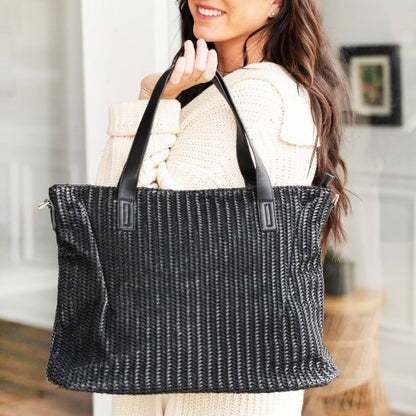 Personalized Textured Black Oversized Purse