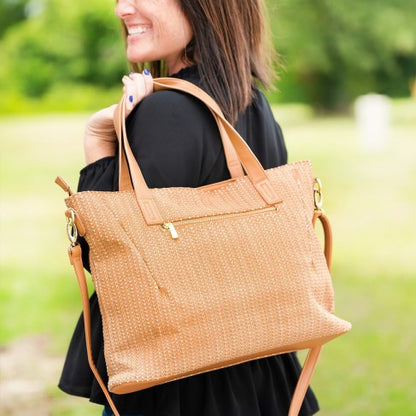 Personalized Textured Camel Oversized Purse