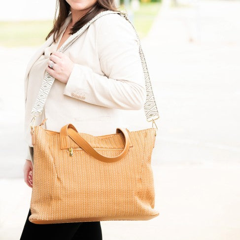 Personalized Textured Camel Oversized Purse