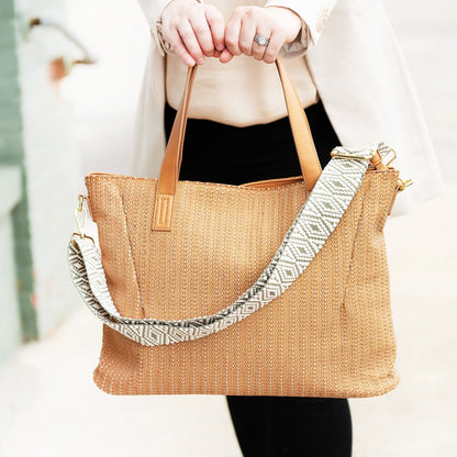 Personalized Textured Camel Oversized Purse