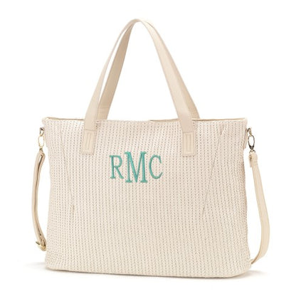 Personalized Textured Ivory Oversized Purse