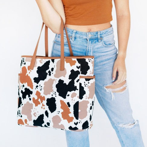 Personalized Cow Print Purse Tote Bag