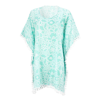 Mint Floral Pom-Pom Cover Up