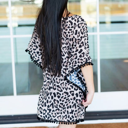 Wild Side Leopard Pom-Pom Cover Up