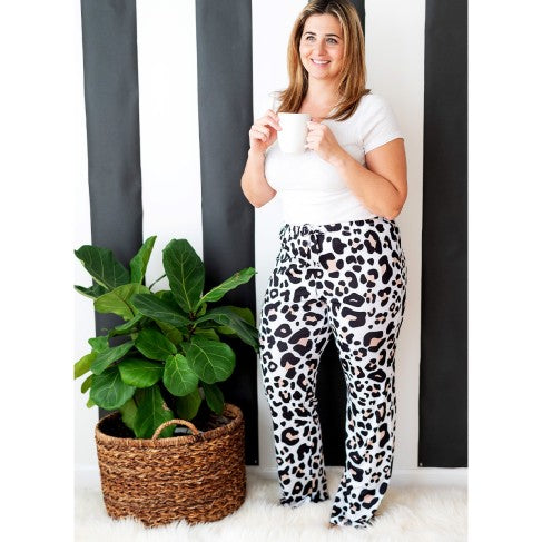 White Leopard Print PJ Pants