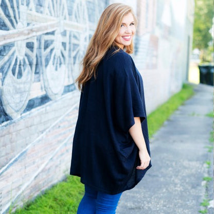 Navy Lindsey Top