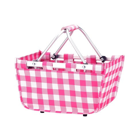 Personalized Hot Pink Check Mini Market Tote