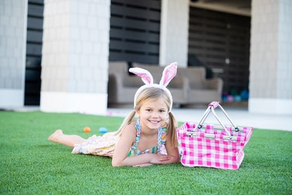 Personalized Hot Pink Check Mini Market Tote