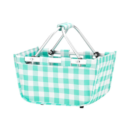 Personalized Mint Check Mini Market Tote