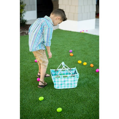 Personalized Mint Check Mini Market Tote