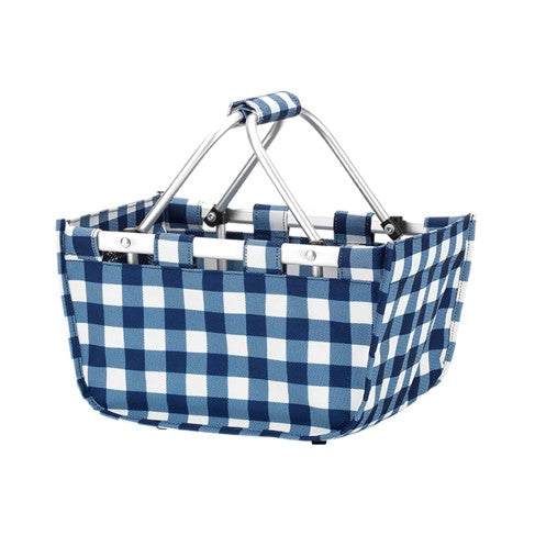 Personalized Navy Check Mini Market Tote