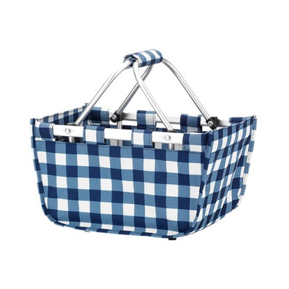 Personalized Navy Check Mini Market Tote