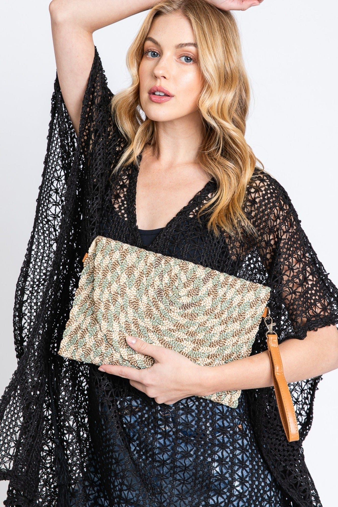 Valerie Lurex Mixed Colored Straw Clutch/Crossbody