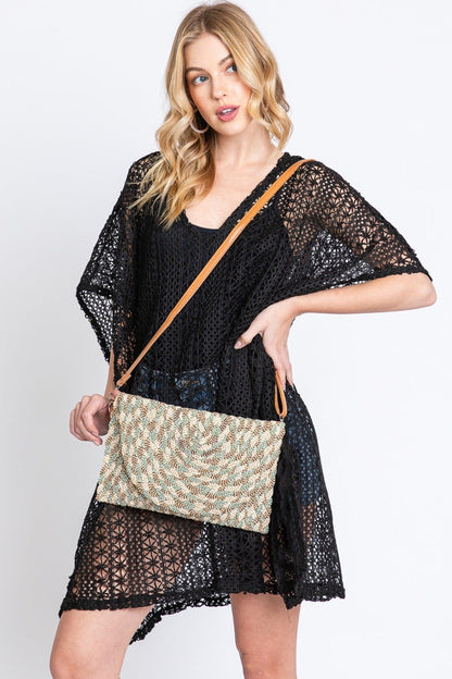 Valerie Lurex Mixed Colored Straw Clutch/Crossbody