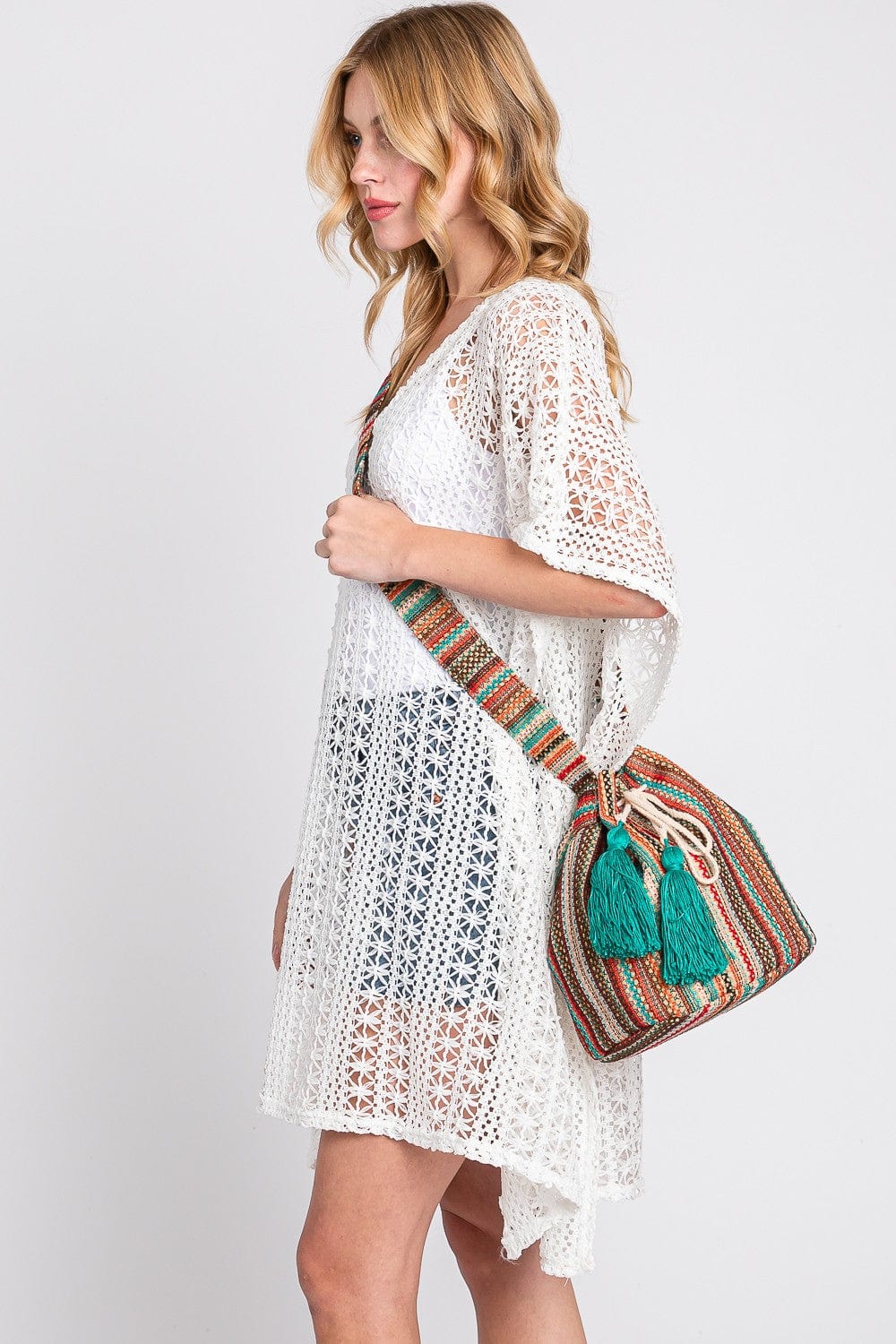 Leila Multi Colored Striped Bucket Bag