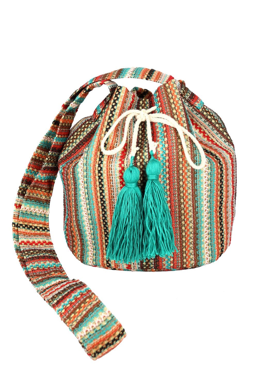 Leila Multi Colored Striped Bucket Bag