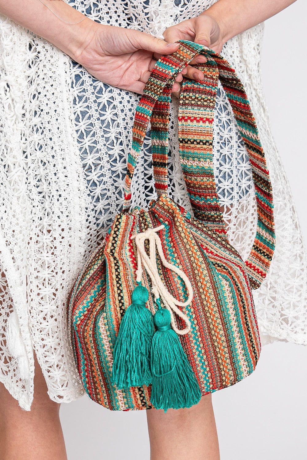 Leila Multi Colored Striped Bucket Bag