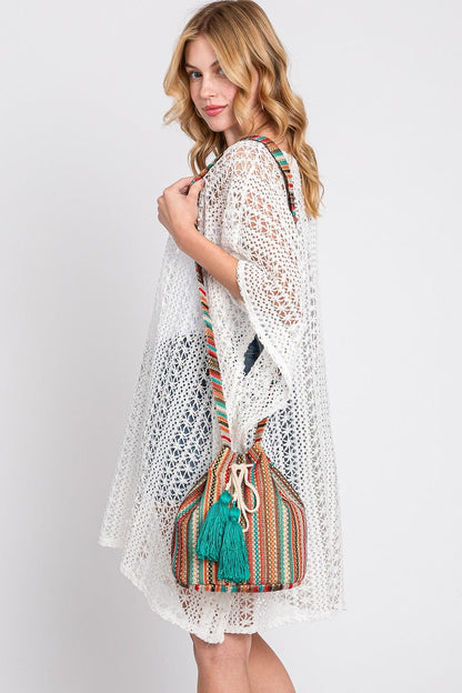 Leila Multi Colored Striped Bucket Bag