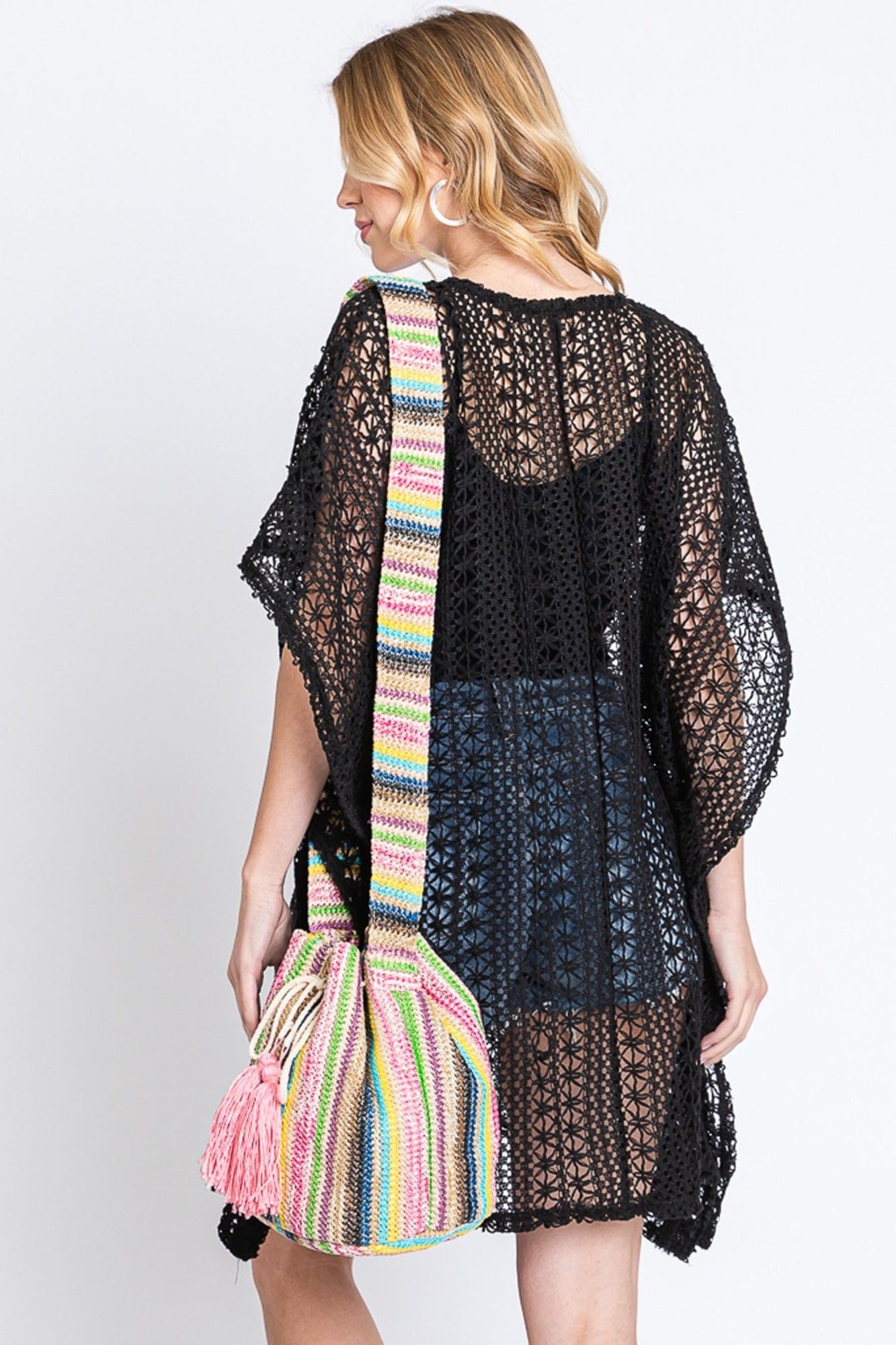 Harmony Multi Color Striped Straw Bucket Bag