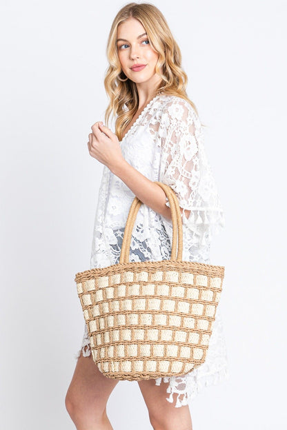 Ronnie Two Tone Straw Bag