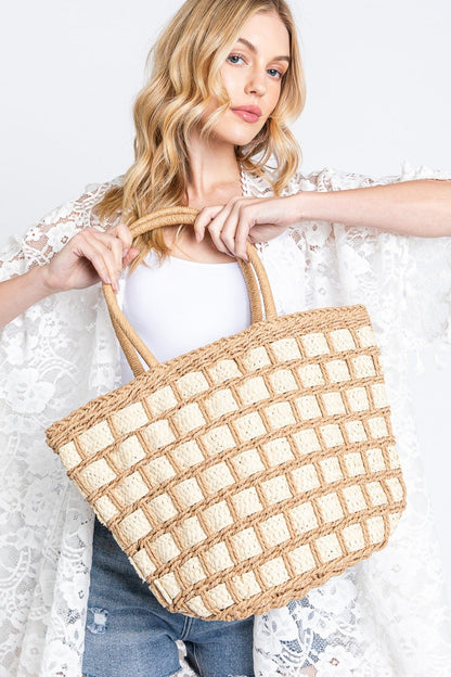 Ronnie Two Tone Straw Bag