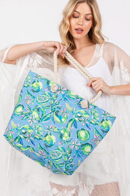 Hand Drawn Lime Print Beach Tote