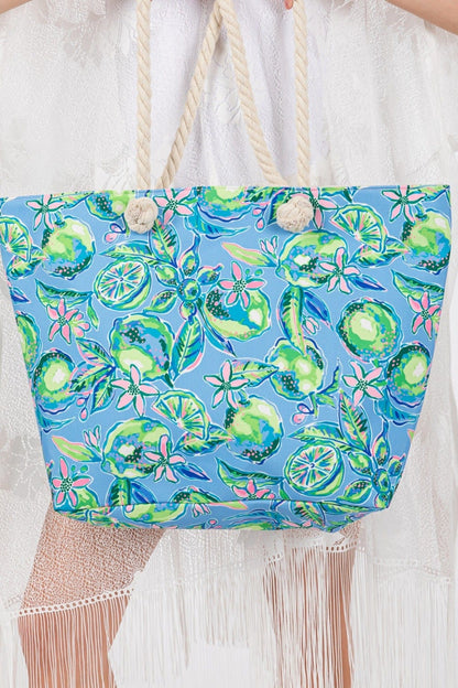 Hand Drawn Lime Print Beach Tote