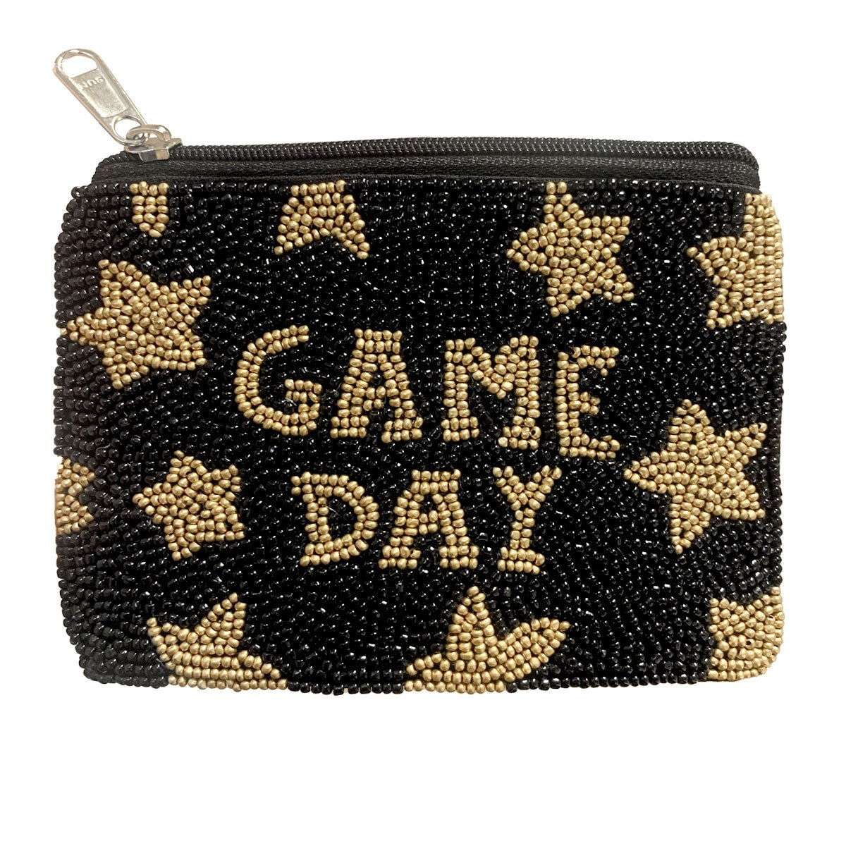 Black Game Day Star Beaded Coin Purse