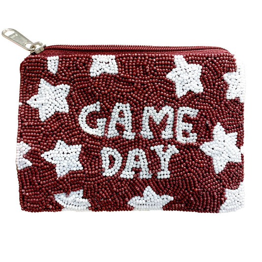 Garnet Game Day Star Beaded Coin Purse