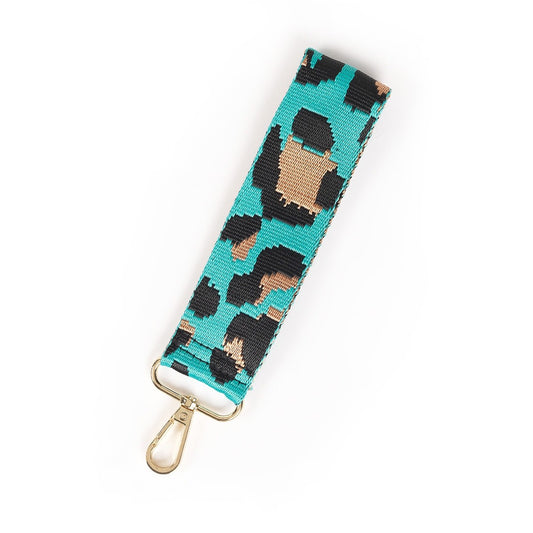 Aqua Leopard Wristlet Strap