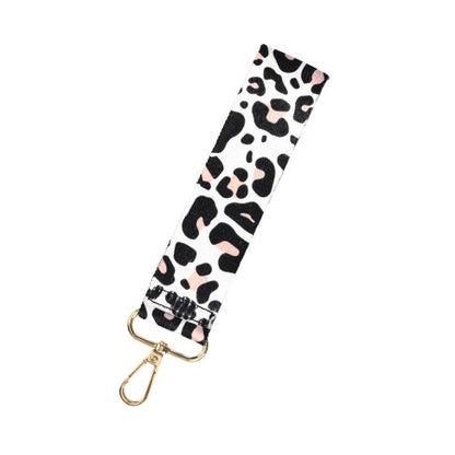 White Leopard Print Wristlet Strap