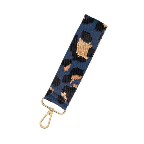 Navy Leopard Wristlet Strap