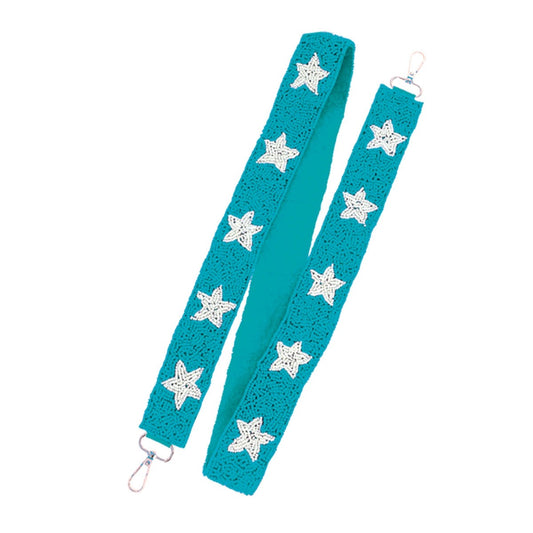 Aqua Star Beaded Purse Strap