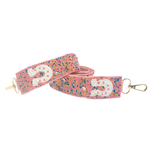 Pink Horseshoe Beaded Crossbody Strap