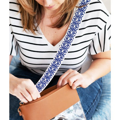 Royal Blue Trellis Beaded Crossbody Strap