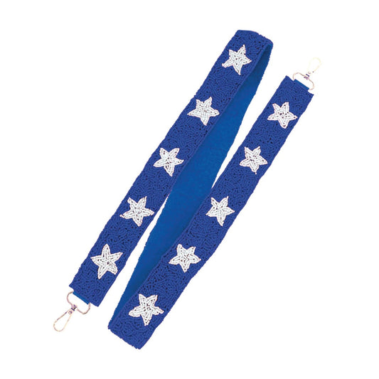 Royal Blue Star Beaded Purse Strap