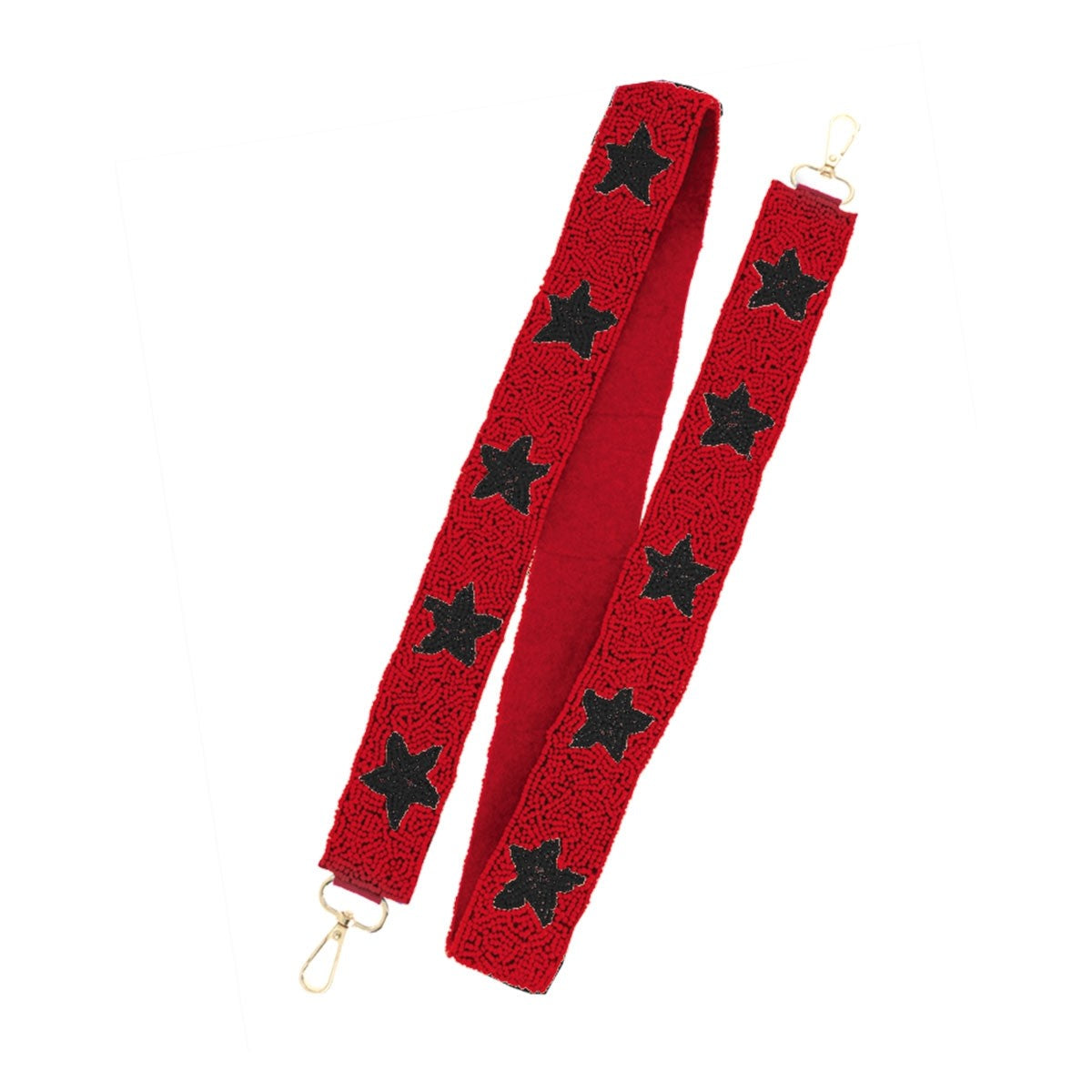 Red & Black Star Beaded Purse Strap