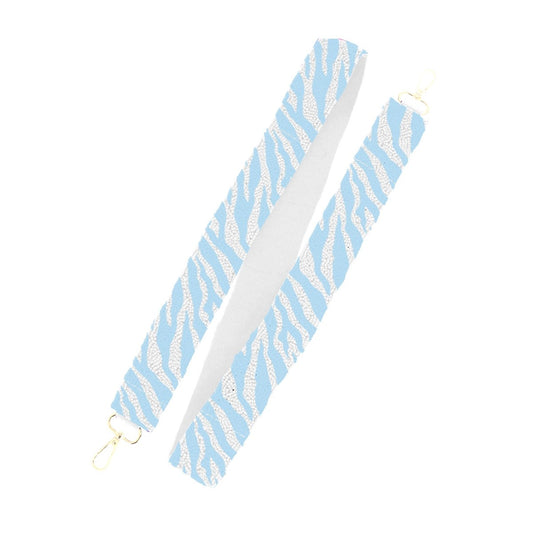 Light Blue Tiger Stripe Beaded Purse Strap