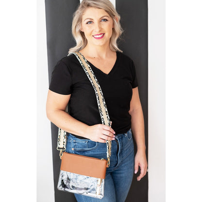 Leopard Gold Stripe Crossbody Strap