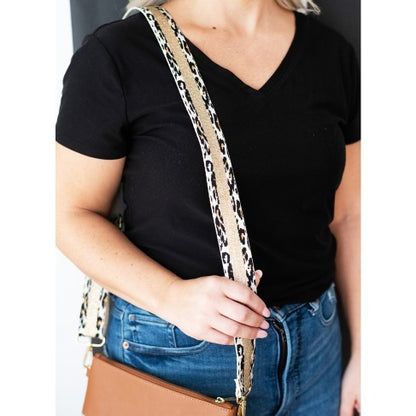 Leopard Gold Stripe Crossbody Strap