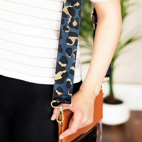 Navy Leopard Crossbody Strap