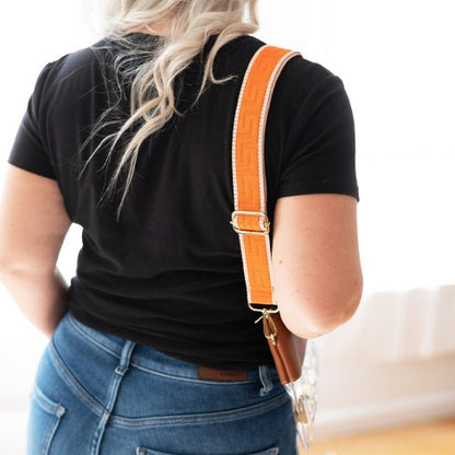 Orange Greek Key Crossbody Strap