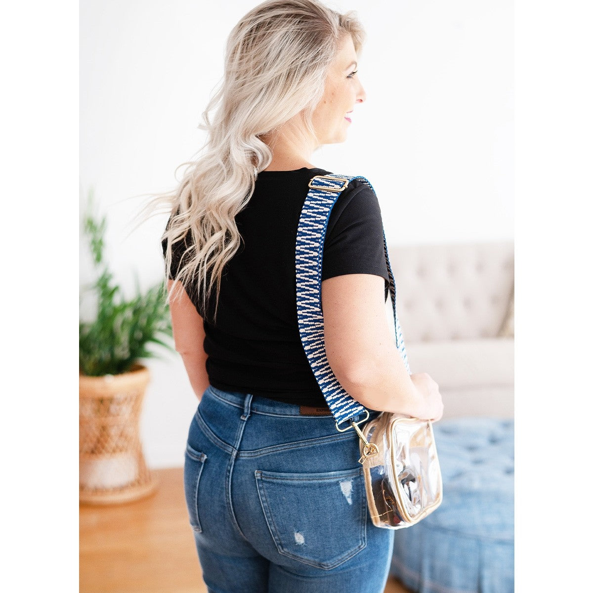 Royal Blue Textured Crossbody Strap