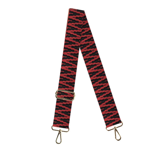 Red & Black Textured Crossbody Strap